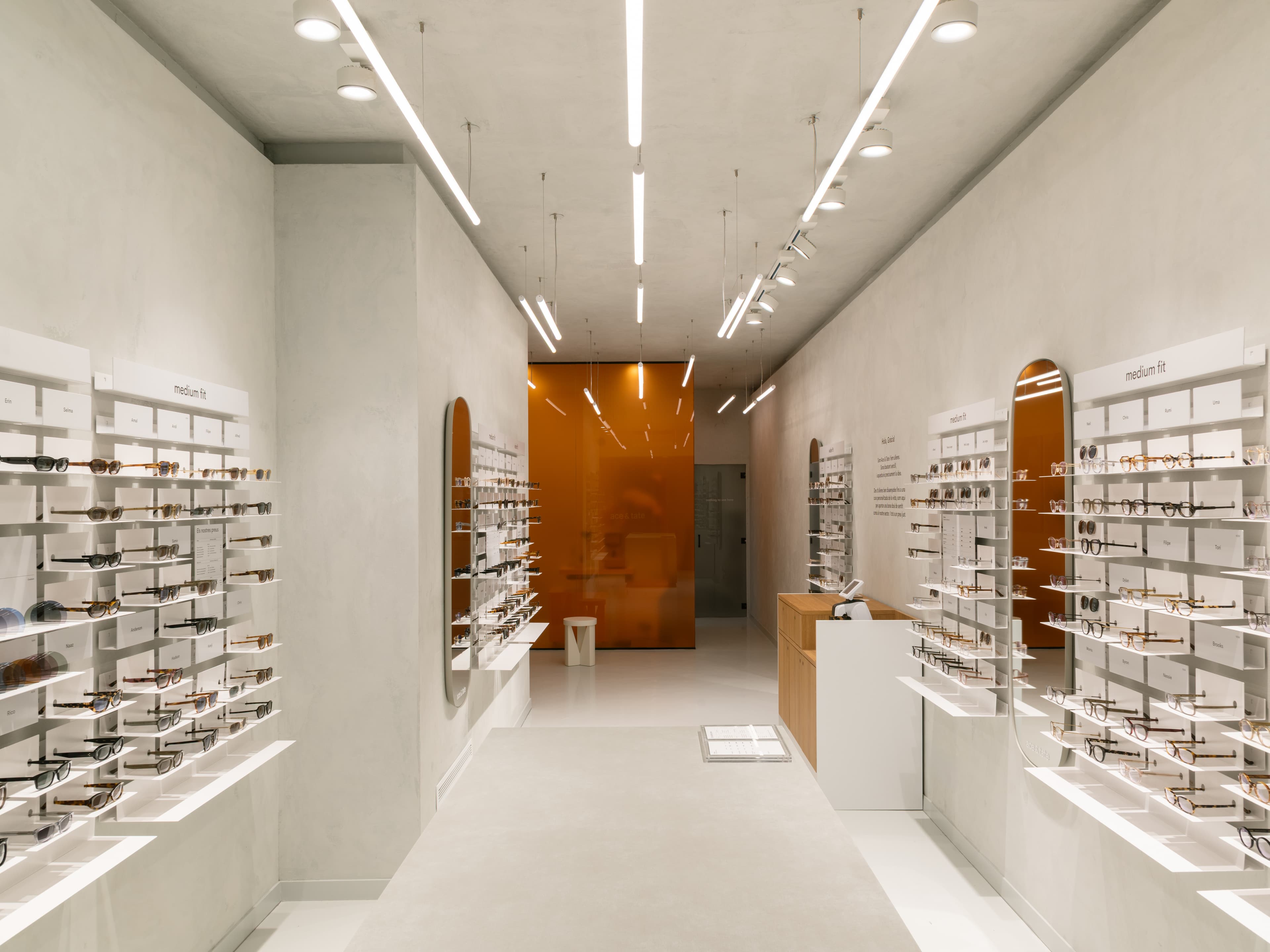Showing interior of Ace & Tate Carrer de Verdi store in, Spain, Barcelona, Gràcia